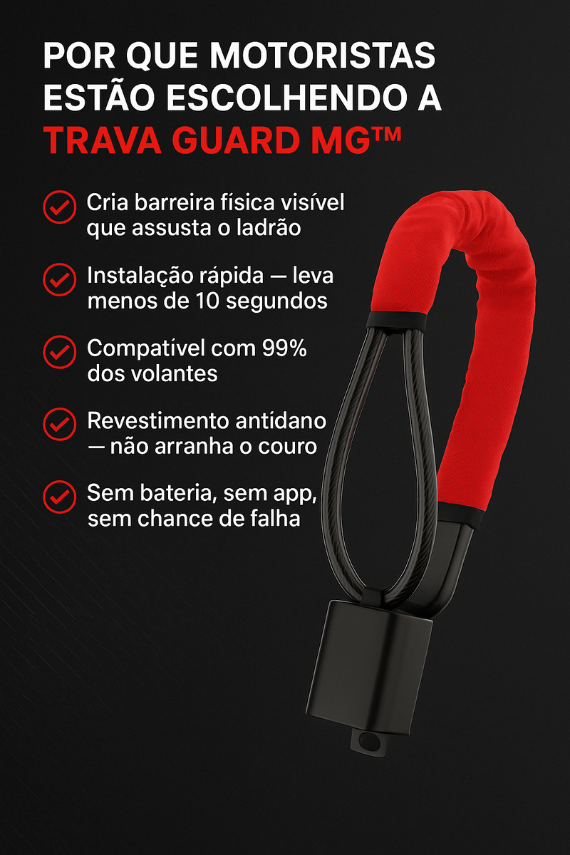 Cerradura Guard MG™: cerradura antirrobo para volante con cable reforzado y 3 llaves