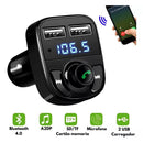 Adaptador Bluetooth Carro Transmissor FM Carregador Veicular Compatível com Android e iPhone - x8