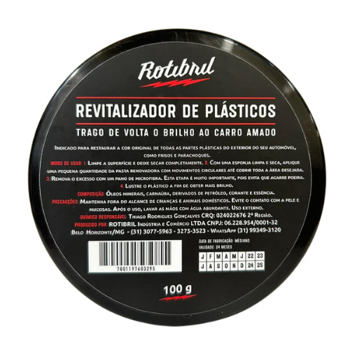Revitalizador de plásticos automotivo 100G - COM APLICADOR GRÁTIS