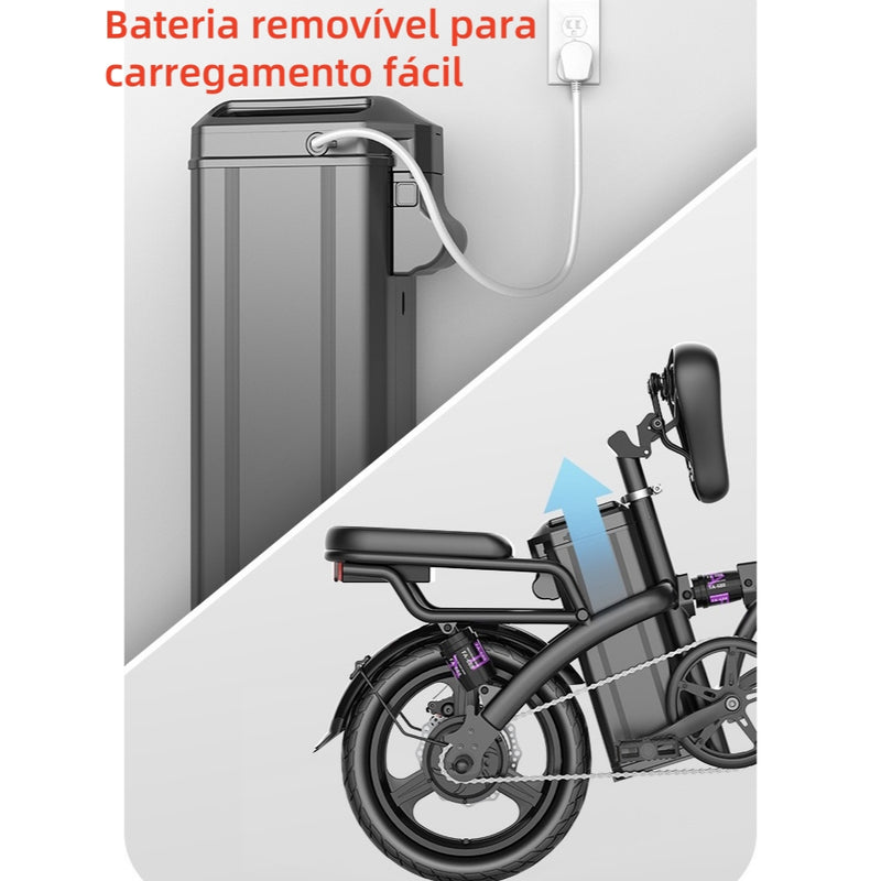 Bicicleta elétrica dobrável para adultos NUDA, pedal tripulado, compras ao ar livre, viagem
