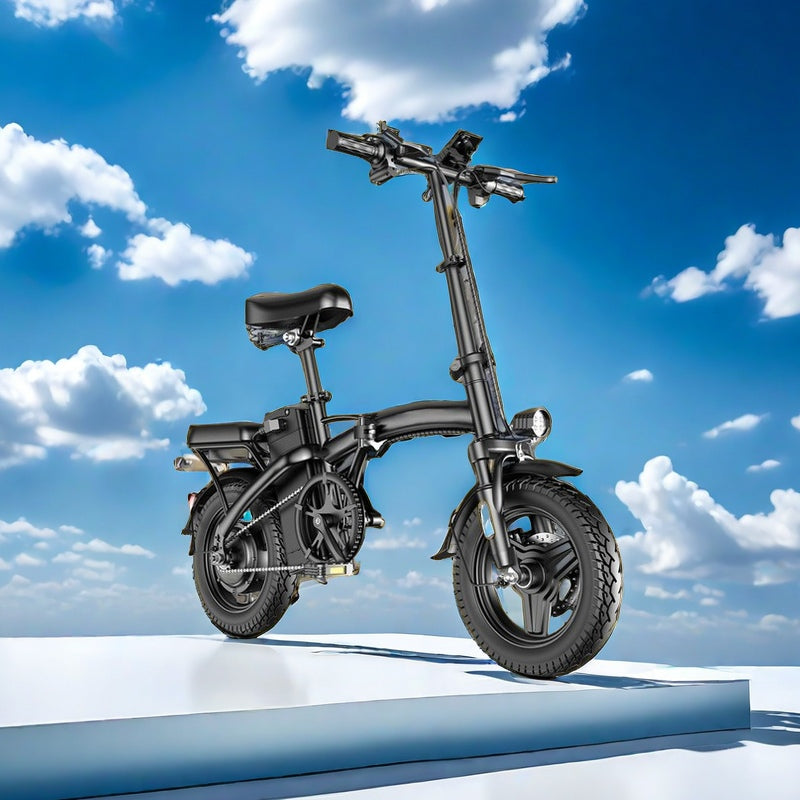 Uma bicicleta elétrica dobrável para a família NUDA, adequada para trabalho ao ar livre e compras