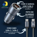 Carregador Veicular Turbo 60W USB + TIPO C Para Android e IOS Carregamento Rápido A’GOLD