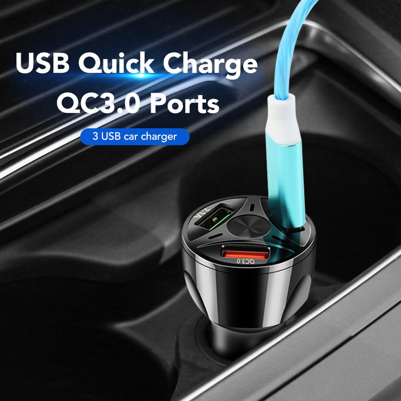 Carregador Veicular Carro Turbo Universal 3 Portas Usb 1 Porta 3.0 Quick Charger