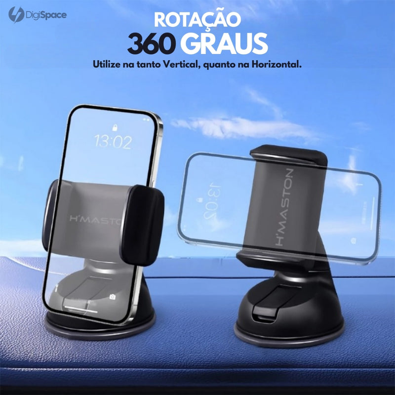 Suporte Celular Veicular Carro GPS Trava Ventosa Painel Vidro 360 Ultra Fixação H'Maston CJ-10
