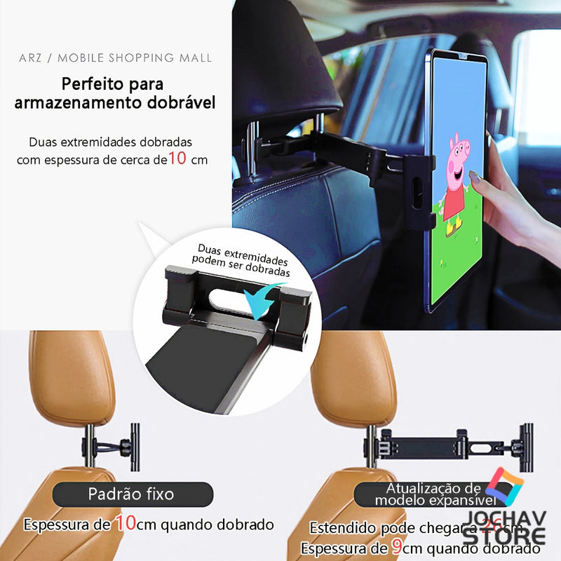 Suporte Veicular Para Celular Banco Traseiro 360 Graus Giratória Suporte De Tablet Dobrável E Extensível