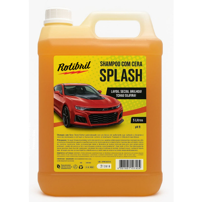 Shampoo com Cera de Carnaúba Automotivo Splash 5 litros - Exclusivo da Rotibril - Cera de Carnaúba