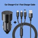 KIT Carregador Veicular com 2 USB 3.6A + Cabo 3 em IOS Tipo C Micro USB Carregamento Turbo Carro