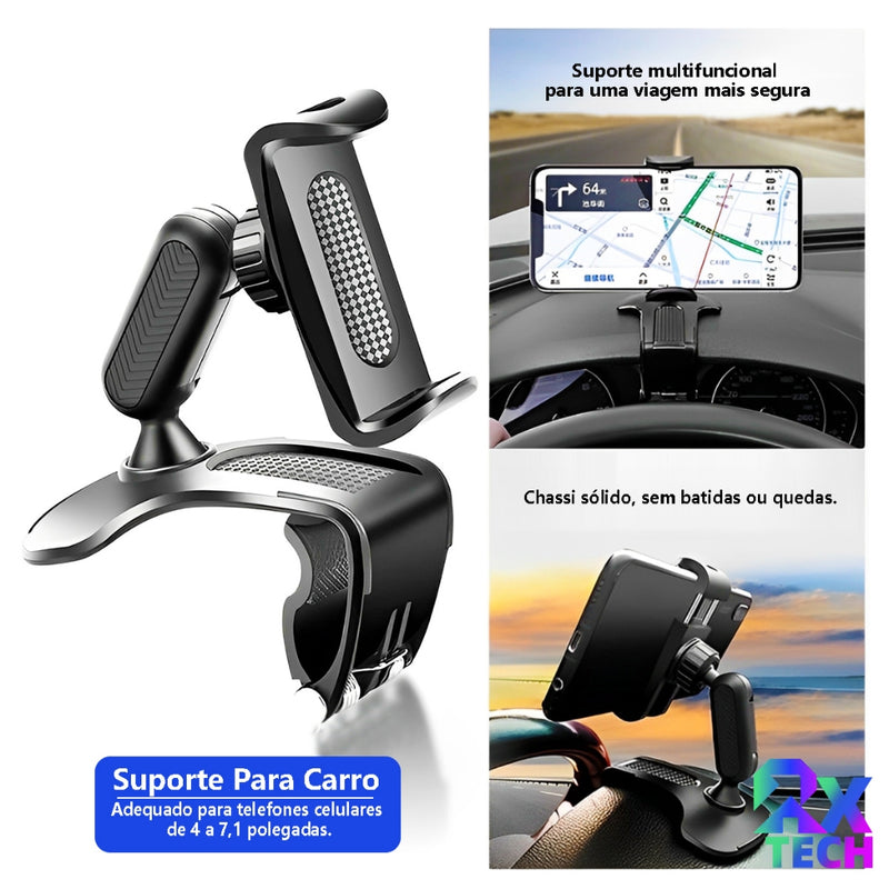 Suporte Para Celular Carro Painel Retrovisor Veicular Universal Rotação 360 Graus Ajustável