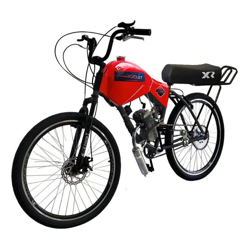 Bicicleta Motorizada 80cc Coroa  Freio a Disco Banco Xr Carenada Vermelho ARO 29 DIANTEIRO