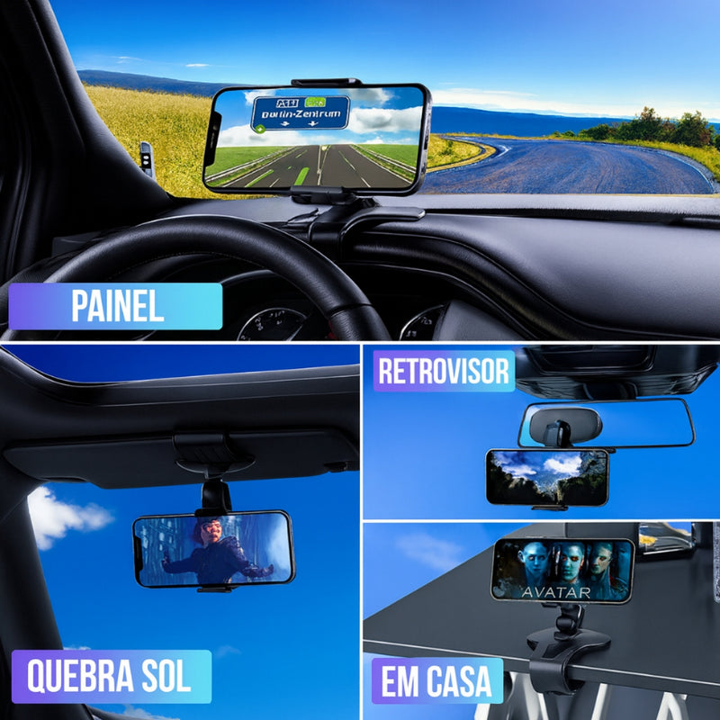 Suporte de Celular Universal para Carro | Rotação 360º  | Ideal para iPhone, Android e  GPS