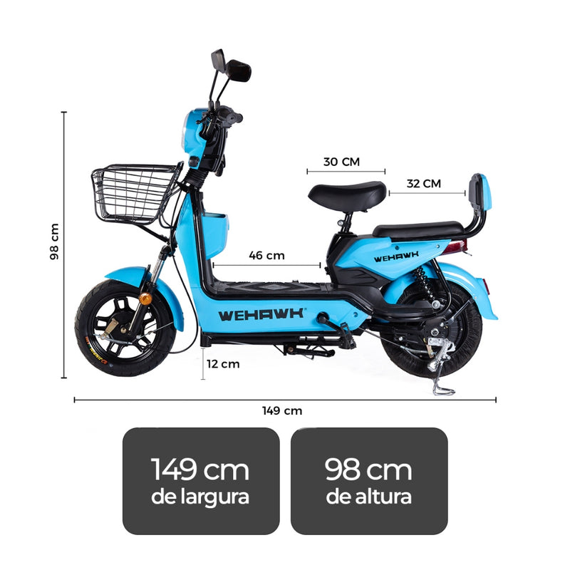Bicicleta Elétrica Scooter 500w WeHawk Basket WX-02 32Km/h Autonomia 40Km