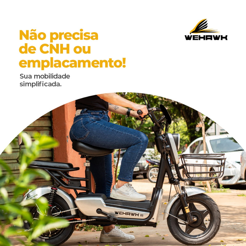 Bicicleta Elétrica WeHawk Prime WX-04 500W Moto Elétrica sem Carteira Autonomia 40Km