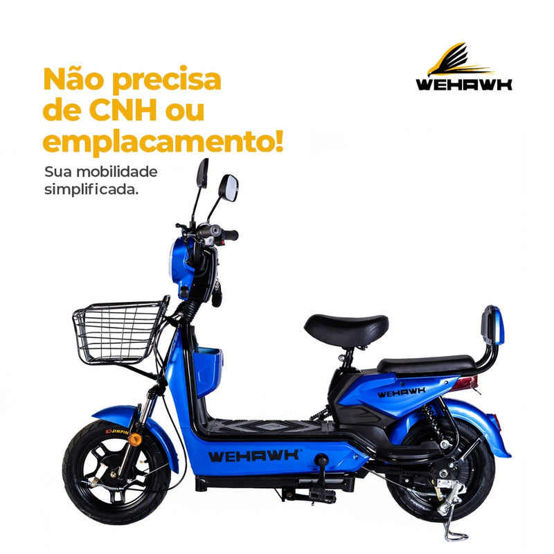 Bicicleta Elétrica 500W Basket WeHawk Sem Carteira 32Km/h Autonomia 40Km