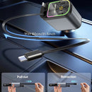 Carregador de carro retrátil com luz LED, carregador de carro rápido 4 em 1 de 120 W para iPhone e Android